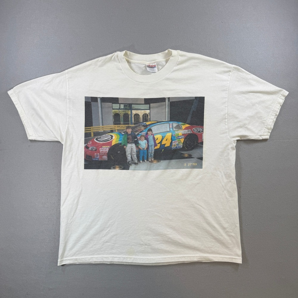 Vintage Nascar T-Shirt Mens XL White Jeff Gordon 24 Photo Graphic Racing 1999